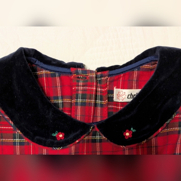 EUC...Vintage Smocked Tartan Plaid Christie Brooks Girls Dress Size L 6X - Picture 3 of 9